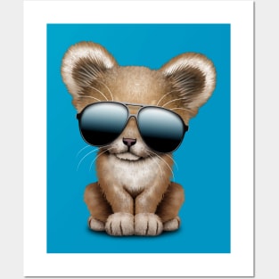 Cute Baby Lion Wearing Sunglasses Posters and Art